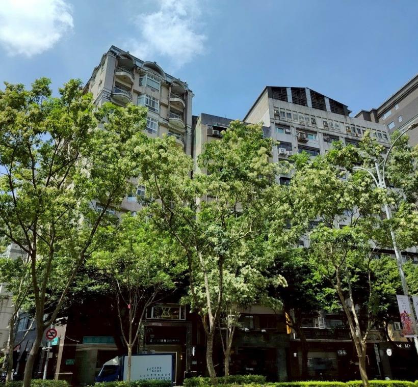 信義路安全島的光臘樹下種植杜鵑、草花等充滿四季變化的動感之美