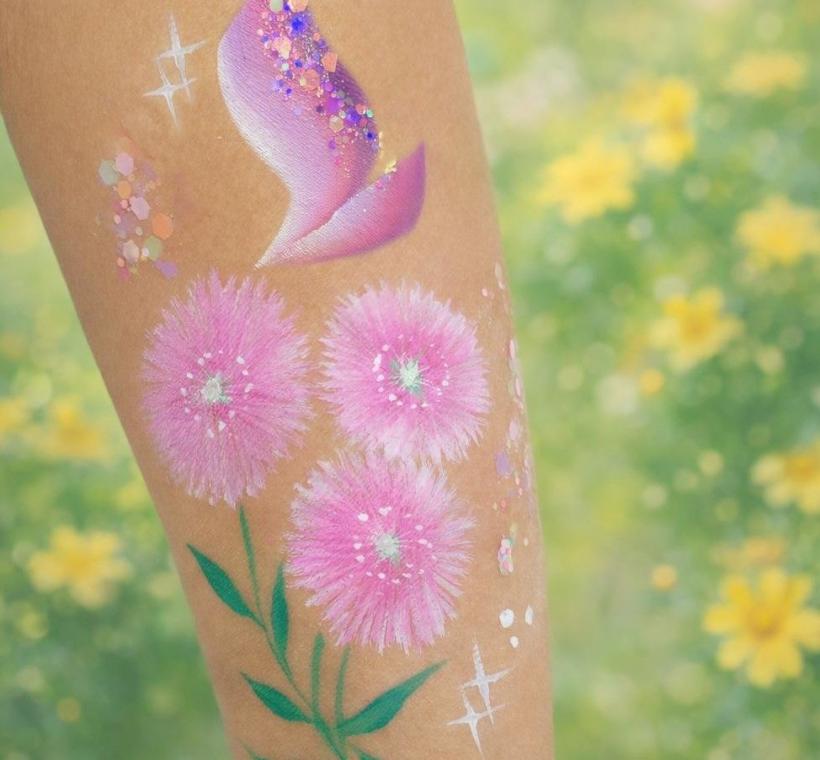 2月11日園遊日限定，「花願人體彩繪Shining•陽光彩繪」讓自己在花海中成為一道美麗風景。（圖片來源：Shining•陽光彩繪）