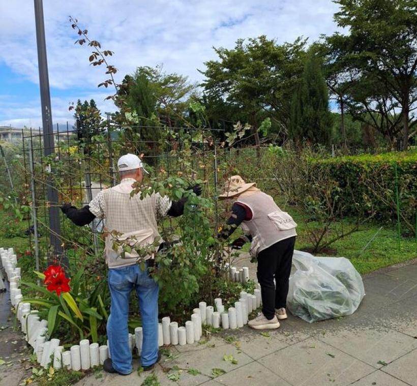 花海區志工修剪身影