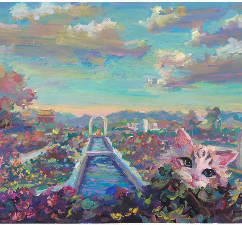 社會組--優選-葉上田「貓與玫瑰花園」