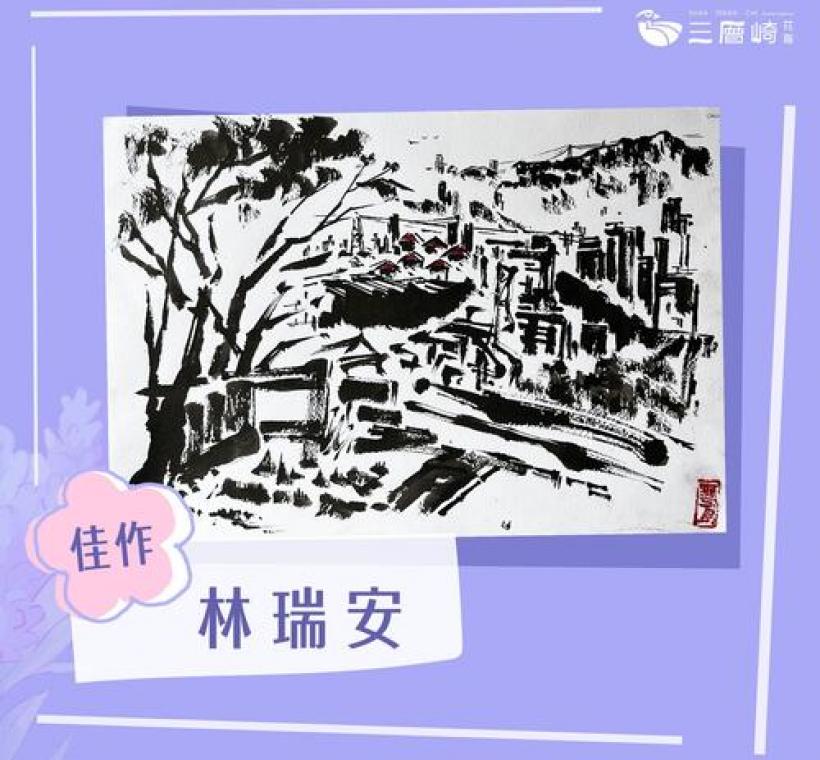 「花彩調色盤－寫生競賽」佳作，以畫筆勾勒出充滿詩意的春日景緻，展現三層崎花海的繽紛魅力。